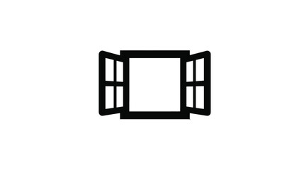 Open Window with Clouds: Minimalist Graphic Design Element