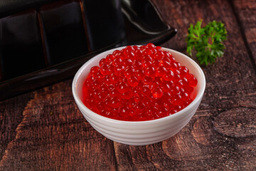 Salmon red caviar in the bowl