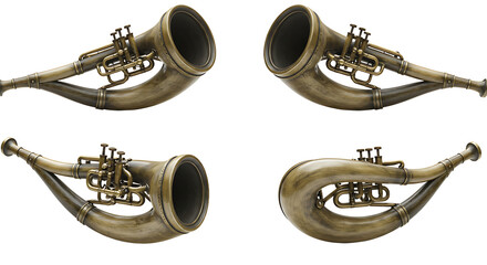 Antique brass musical instruments collection
