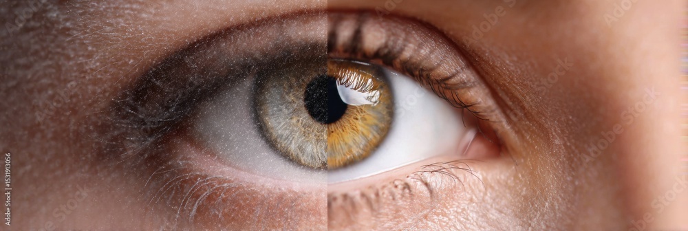 Aufkleber vision restoration symbolized by a blurred-to-clear gradient eye highlighting the journey to improve