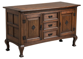 Classic Wooden Dresser with Ornate Pull Handles and Curved Legs
