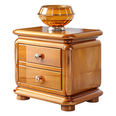 Classic wooden nightstand with decorative clear knobs