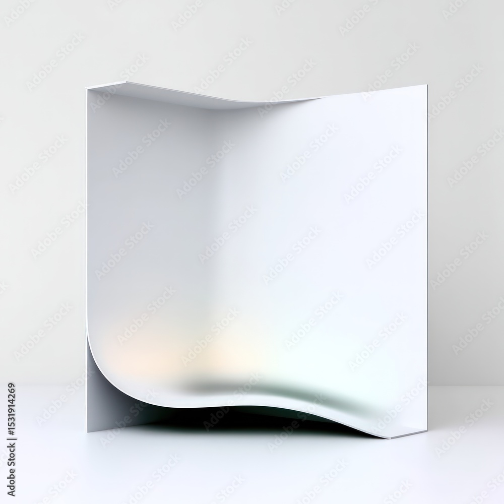 Wall mural abstract white canvas with corner shadow forming a curve