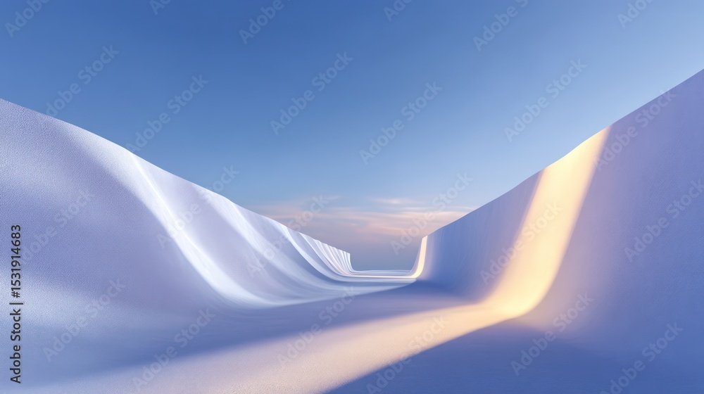 Wall mural abstract white landscape with angular light and shadow