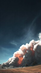 Dramatic wildfire smoke billowing against a dark sky
