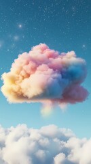 Rainbow blue sky white cloud landscape illustration poster background