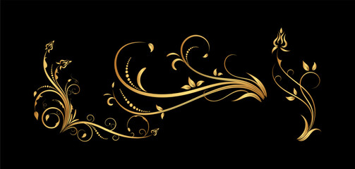 vintage floral ornament set art