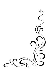 corner decorative element with an ornate pattern of smooth lines; graphic design