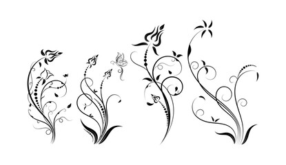 vintage floral ornament set art