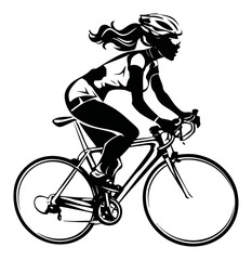 Elegant Female Cyclist in Motion on a Bicycle with Dynamic Design