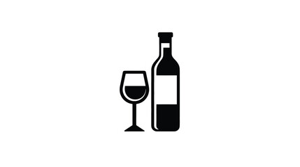 Wine Bottle and Glass: Elegant Icon for Beverage Businesses