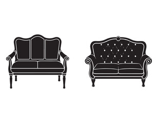 SET OF sofa  furniture icon silhouette vector illustratio