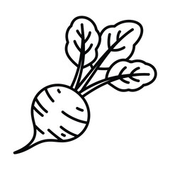 Line art drawing of a beetroot vegetable