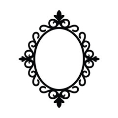 Elegant oval frame with flourishes decorative border