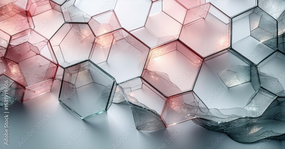 Aufkleber hexagonal structures, translucent material, light reflections. abstract geometric pattern creates fu