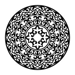 Traditional ornament of middle Asia for decoration of clothes and yurts. Element of the national pattern of the ancient nomads. Ornament in Kazakh style.