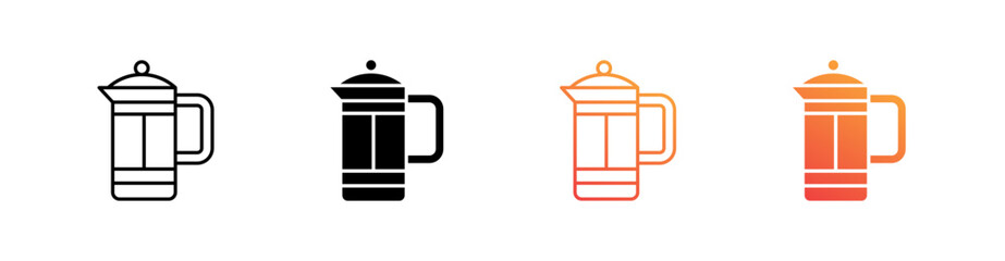 French Press Multiple Style Icon Set 