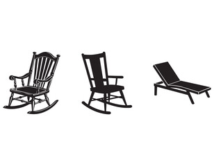 kids rocking poolside lounger rocking chair-icon silhouette vector illustration 