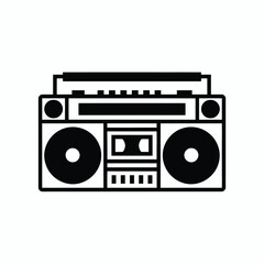 Retro boombox cassette player stereo icon