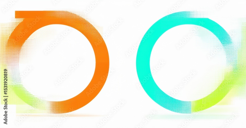 Aufkleber Abstract design features two overlapping circles, orange, turquoise. Gradient effect adds depth, texture. Minimalist composition.