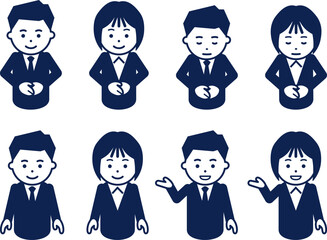 ダークネイビーのスーツの男女のアイコン