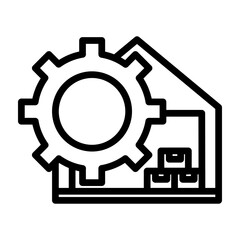 Warehouse Management System (WMS) Vector Line Icon Design