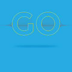 GO Bold Typography with Yellow Outline on Blue