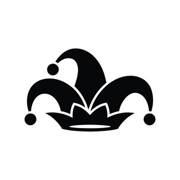 Simple black jester hat icon illustration