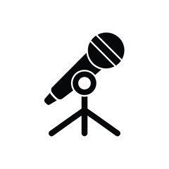Microphone on tripod stand icon illustration