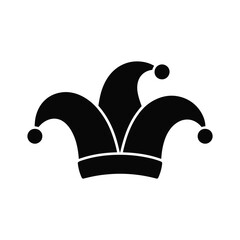 Simple black jester hat icon illustration