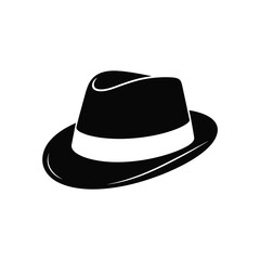 Classic black fedora hat icon illustration