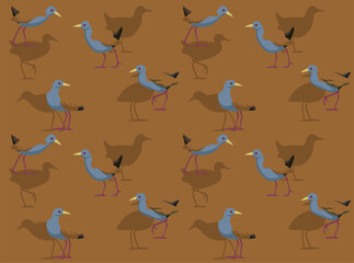 Slaty-Breasted Wood Rail Bird Cartoon Character Green Seamless Wallpaper Background