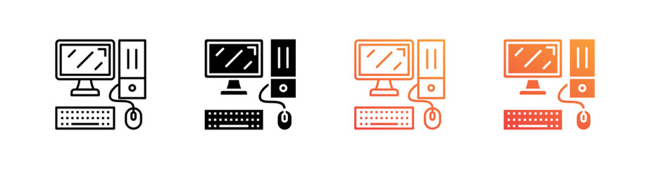 Computer Multiple Style Icon Set 