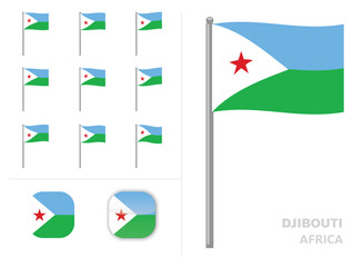 Djibouti Flag Country Waving Animation App Icon Vector