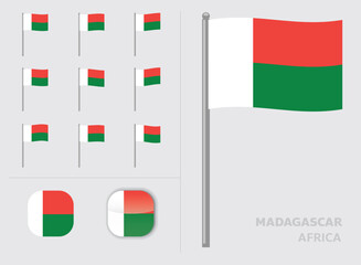 Madagascar Flag Country Waving Animation App Icon Vector