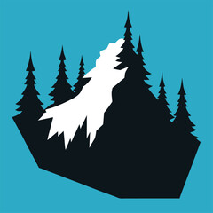 Obraz premium Snowy Mountain Peak with Pine Trees