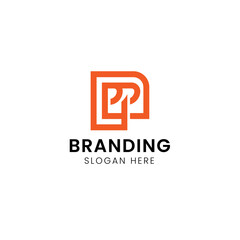 Obraz premium Letter pp company creative typography logo.