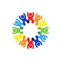 Teamwork people forming a gear shape. Vector isolated on a white background.