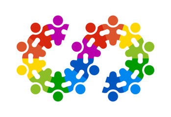 Abstract teamwork people. Infinity gear puzzle concept. Vector isolated on a white background.	