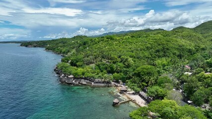 Beach coast Cebu drone Philippines Kalubian aerial sea view beautiful rock mountain landscape tourist place for recreation island and travel inshore waves, people clean water, blue sky love