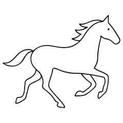 Running wild mustang stallion silhouette vector illustration isolated on white