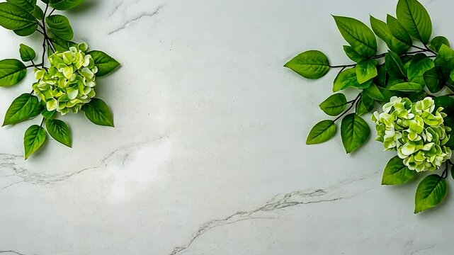 Elegant Green Hydrangea Floral Arrangement on Marble