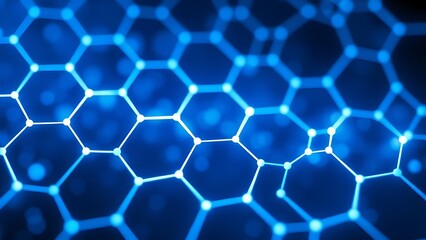 Futuristic Blue Hexagon Pattern Background - Digital Grid, Technology & Network Connection Abstract