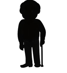 Old man with a cane silhouette vector 