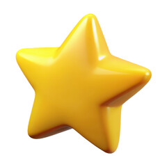 3d A glossy yellow star illustration on transparent background