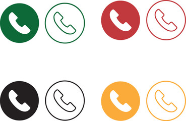Phone Icon Set with Circular Backgrounds
