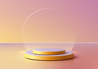 Two tiered 3D podium on vibrant gradient, modern product display mockup