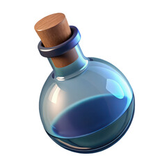 3d Potion bottle with cork stopper on transparent background