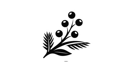 Elegant Berry Branch Silhouette: Vector Graphic for Design