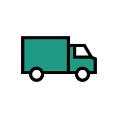 Teal Delivery Truck Icon Illustration Isolated on a White Background. Simple Transport Art